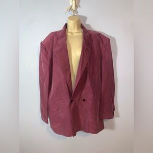Women's mauve dusty Pink double breasted 100% silk Blazer vintage 80’s large